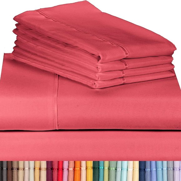 LuxClub 6 PC Sheet Set Sheets Deep Pockets 18" Eco Friendly Wrinkle Free Sheets - Picture 4 of 11